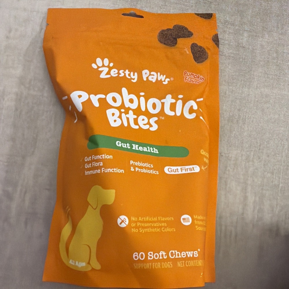 Zesty Paws Probiotic Bites Dog Gut Health Pumpkin 60 Soft Chews NEW 01/2028
